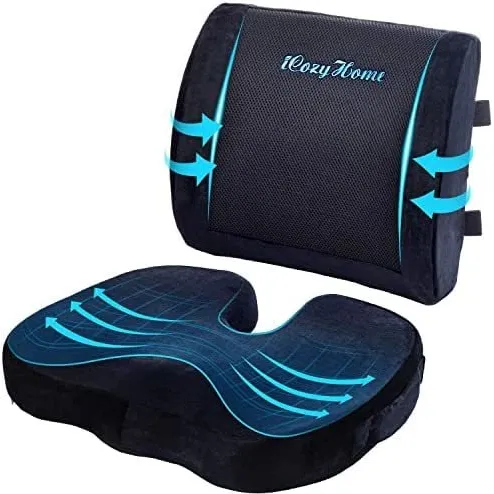 Cojín Asiento De Coxis Y Almohada De Apoyo Lumbar Esp Viscoe