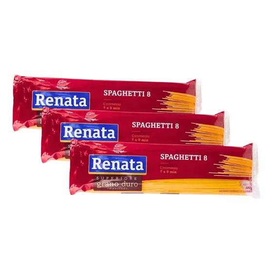 Macarrão Spaghetti 8 De Grano Duro 500g Renata - Kit 3 Un