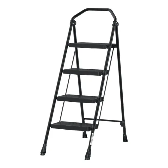 Escalera Tubular Plegable Compacta 4 Peldaños Truper ESTU-4 Color Negro