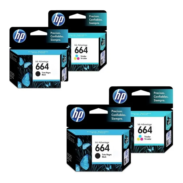 Combo 4 Cartucho Tinta Hp 664 2color F6v28al 2negros F6v29al