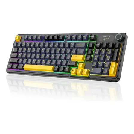 Teclado Mecânico Attack Shark X98pro Rgb Hot Swap Tela Tft Preto Estrelado Português Brasil