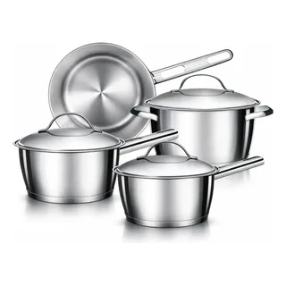 Jogo Panelas Tramontina Allegra 4 Pçs Aço Inox Fundo Triplo Prateado