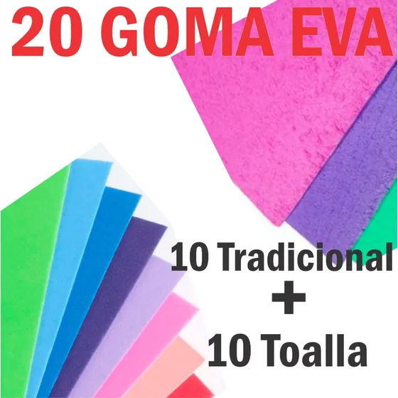 20 Goma Eva Tradicional Toalla Plush Texturada 60x40 Surtido