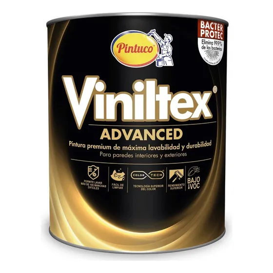 Pintura Viniltex Advanced Amarillo Oro 1570 1/4 Gal Pintuco