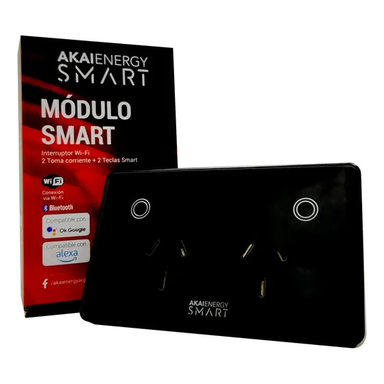 Toma Corriente Tactil Doble Smart Inteligente Negro Akai
