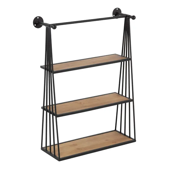 Estanteria Rustica Tr Nivel Color Marron Negro Moderna Casa
