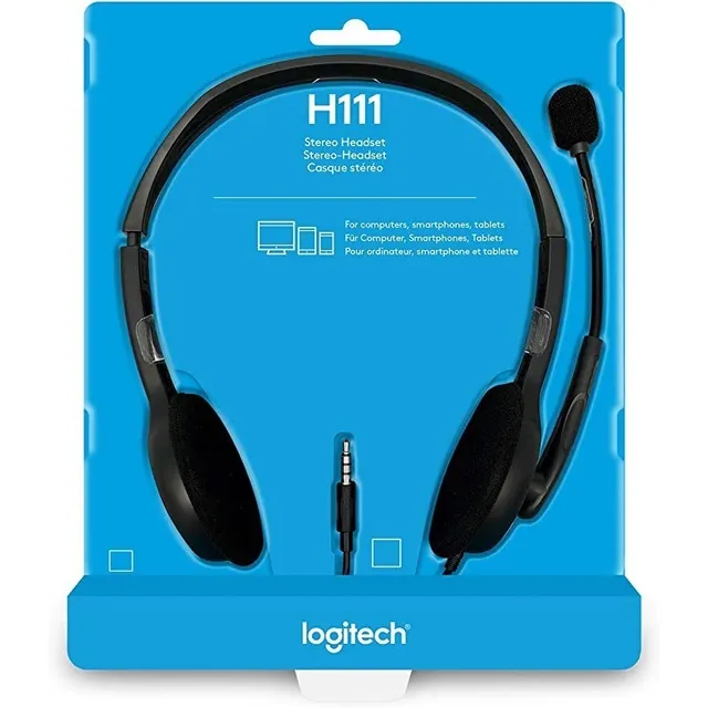 Auriculares Logitech Com Microfono Oficina H111 981-000612 Ajustable Gris