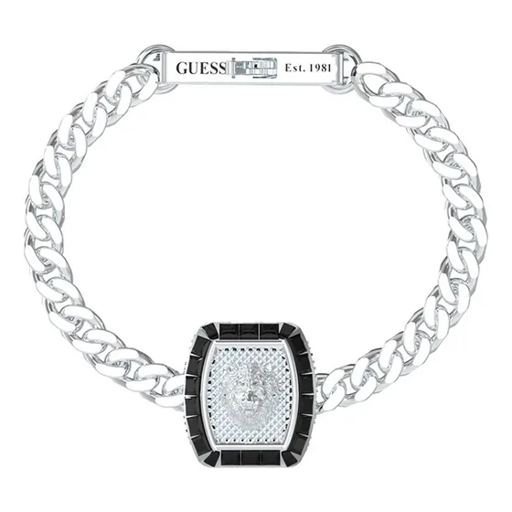 Pulsera Guess Plateado Acero Inoxidable Lion King Caballero Diámetro 10 Cm Largo 19 Cm