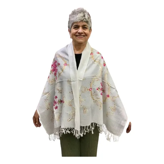 Chalina Importada Para Dama Bordado Hilo Lentejuelas Hindu