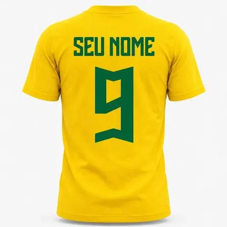 Blusa Feminina Brasil Copa Personalizada Com Nome Algodão Amarelo Brasil-nome P Estampa Localizada