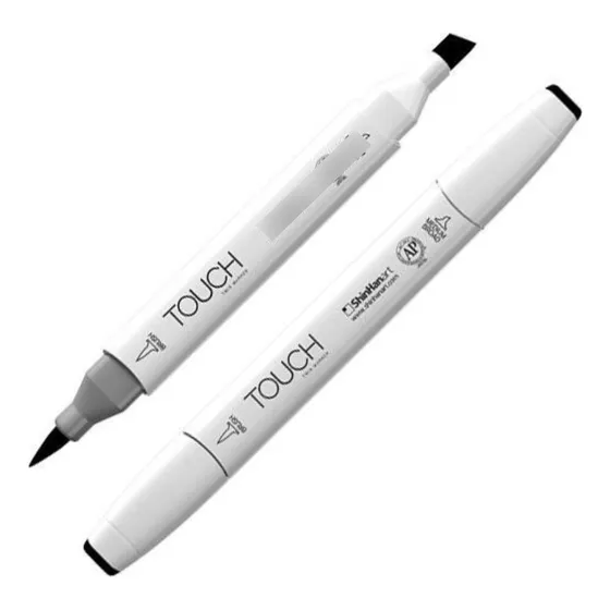Marcador Doble Punta Touch Color Negro X 6 Unidades
