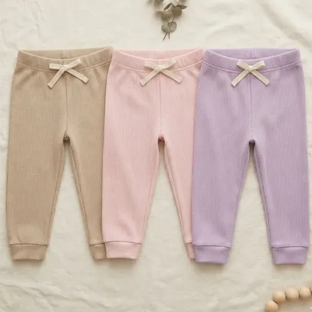 Kit 3 Calças Jogger Infantil Bebê Canelada Algodão 1-3 Anos