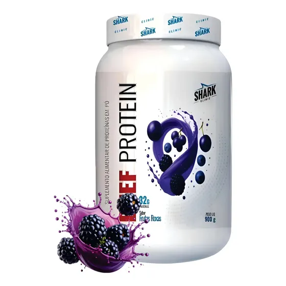 Whey Beef Protein Zero Lactose 900g Shark Pro Sabor Frutas Roxas
