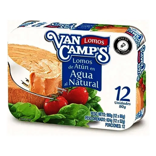 Atun Van Camps En Agua 12 Unidades X 80 Gramos