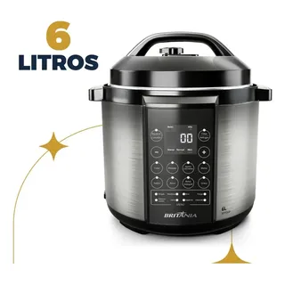 Panela Pressão Britânia Bpp06p Preto Com Inox
