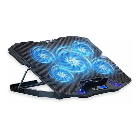 Base Refrigerante Gamer Woz para Notebook de 17" con 5 Ventiladores y Pantalla LCD