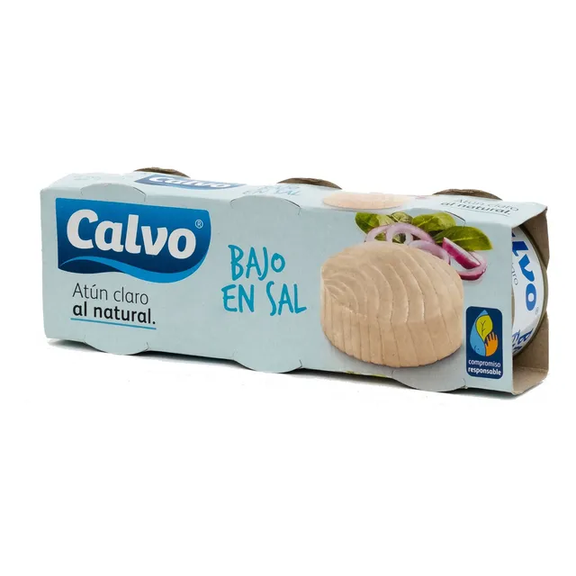 Atún Claro Al Natural Bajo En Sal Calvo 80 Grs Pack X3