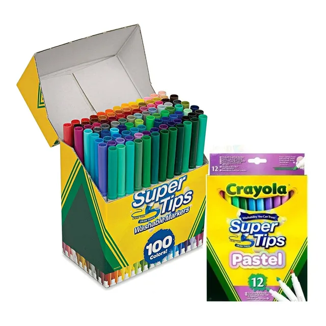 Plumones Supertips Crayola Super Tips 100 + Pastel 12 Origin