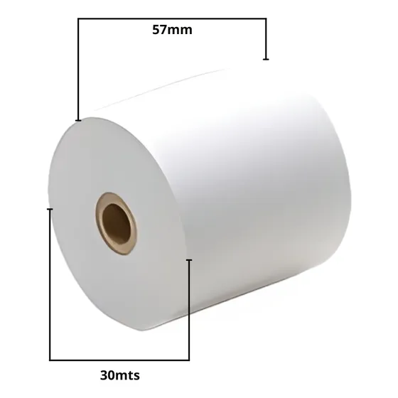 Rollo Térmico (57mm X 30mts) - 55g Pack X8 Unidades Color Blanco