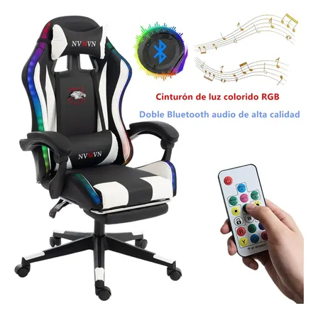 Silla Gamer Ergonomica With Bluetooth Luces Rgb Control Remote Reclinable 90-135° Hasta 160 kg