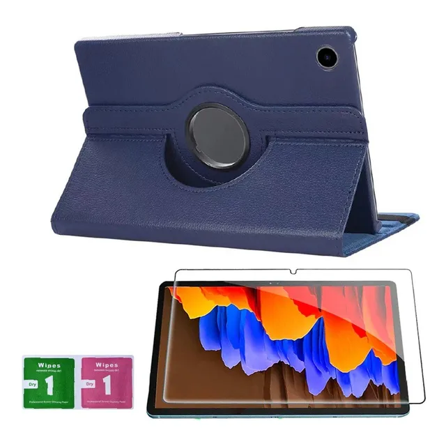 Combo Funda Para Samsung Tab S7 Plus T978 360° Azul + Mica