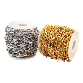2 Rollos De Cadena De Cable De Acero Inoxidable Dorado Y 2 Rollos De Cadena De Cable De Acero Inoxidable Dorado Y