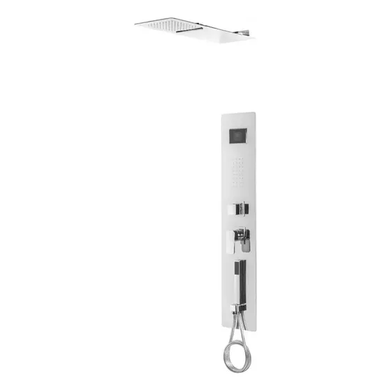 Ducha Vertical De Embutir Com Hidromassagem E Cascata Acabamento Cromado Cor Prateado