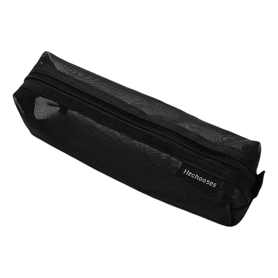 Fj Bolsa De Caneta De Malha Transparente Simples E Estojo