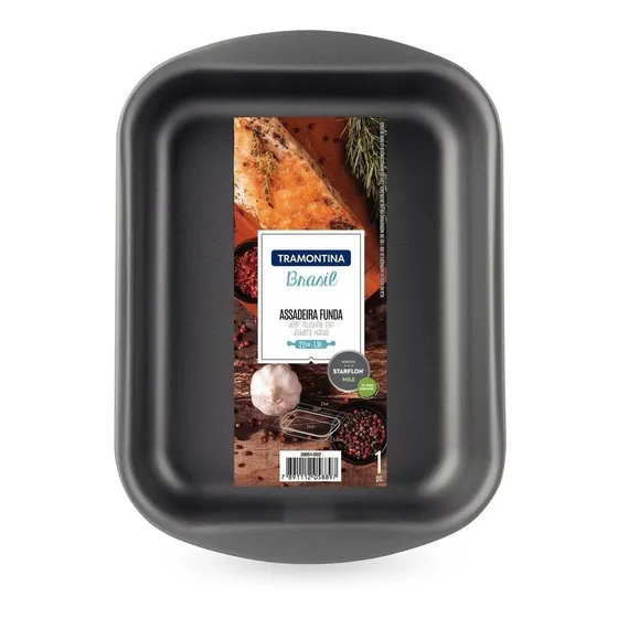 Assadeira de teflon Tramontina Brasil 22 cm forno antiaderente Grafite