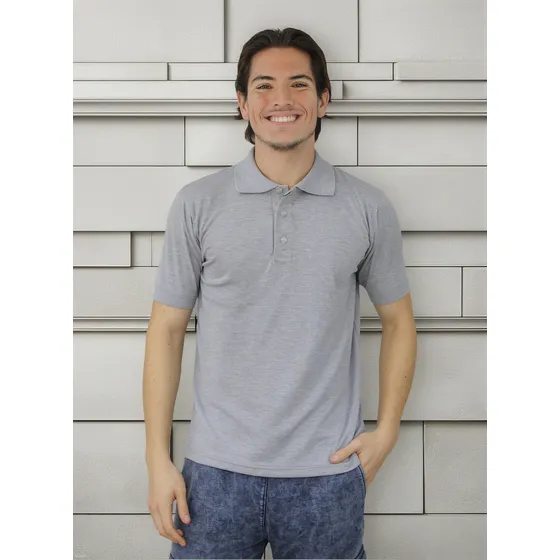 Polo M/ Corta / Camisero - Gris Botones C/ Diseño