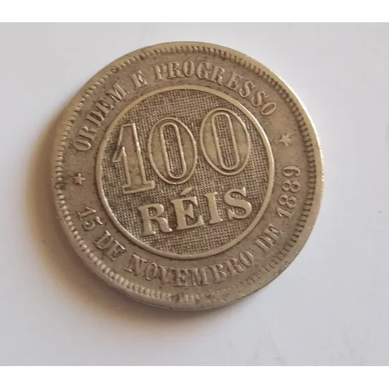 Moneda Brasil 100 Reis Año 1889