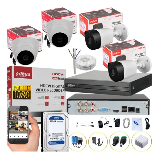 Kit Dvr 4ch + 4 Cámaras Dahua Cooper 1080p