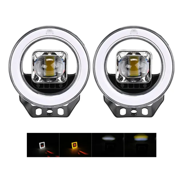 Par Barra Faro Led Lupa Alta / Baja Blanco/amarillo Drl Rojo