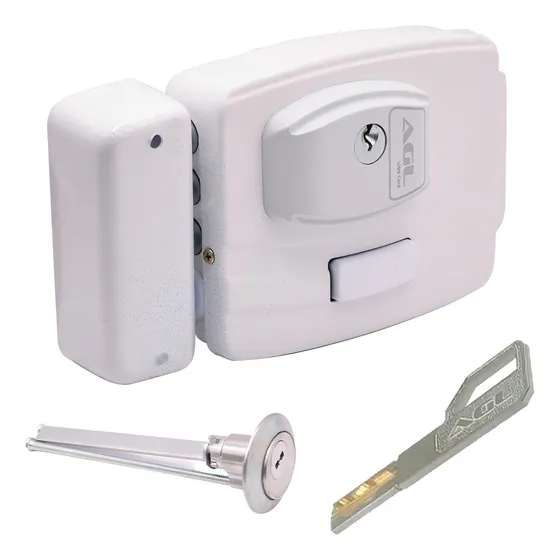 Fechadura Elétrica Agl Ultra Ajustável 30-100mm Chave E-code Cor Branco 12v