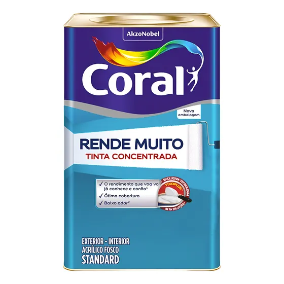 Tinta Para Parede Acrílica Fosca Coral Rende Muito 16l