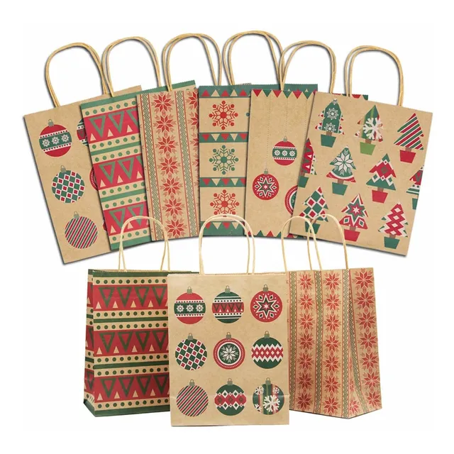Bolsa Papel Navidad Asa 24 Kraft Vario Estampado Para