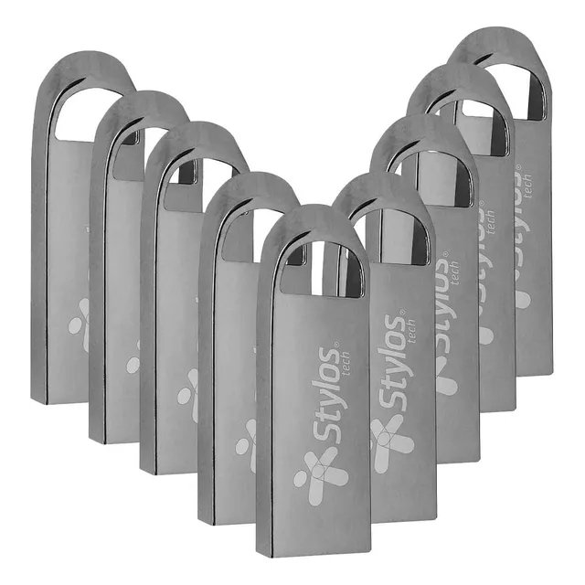 Kit 10 Memoria Usb 32gb Stylos Stmus532b 2.0 St500 Color Plateado Liso