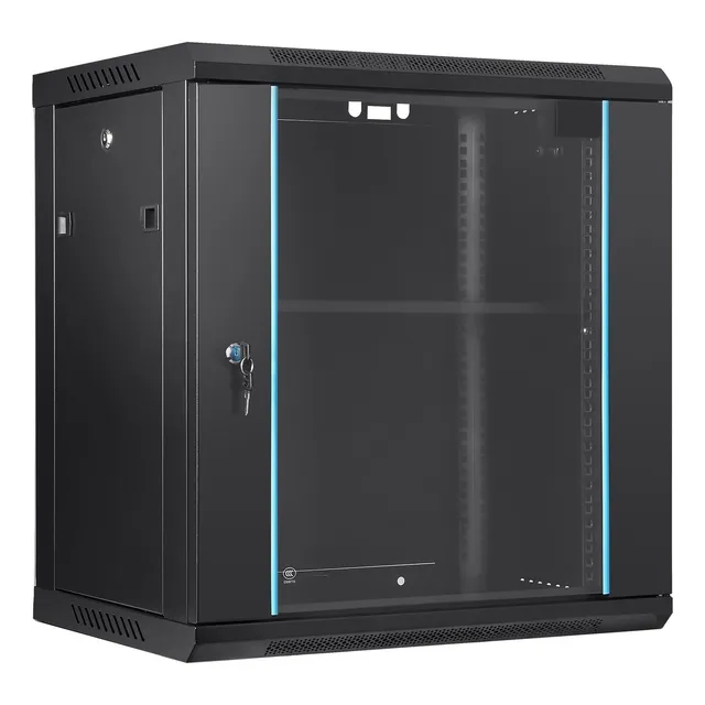 Gabinete Rack 12u Montaje En Pared 39.4cm Profundidad 90kg H Capacidad máxima de peso 200 lb Color Negro