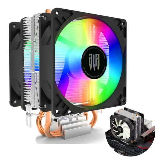 Air Cooler Processador Duplo Pc Cpu Rgb  Intel Amd Universal