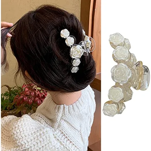 Clips De Flores Blanco Camellia Pelo Claw Clips De 32rkd