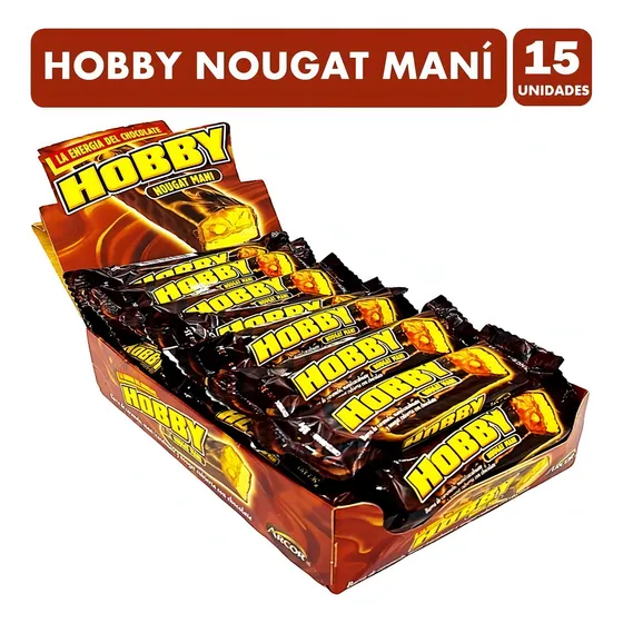 Hobby Nougat Maní - Barra Caramelo (display De 15 Unidades)