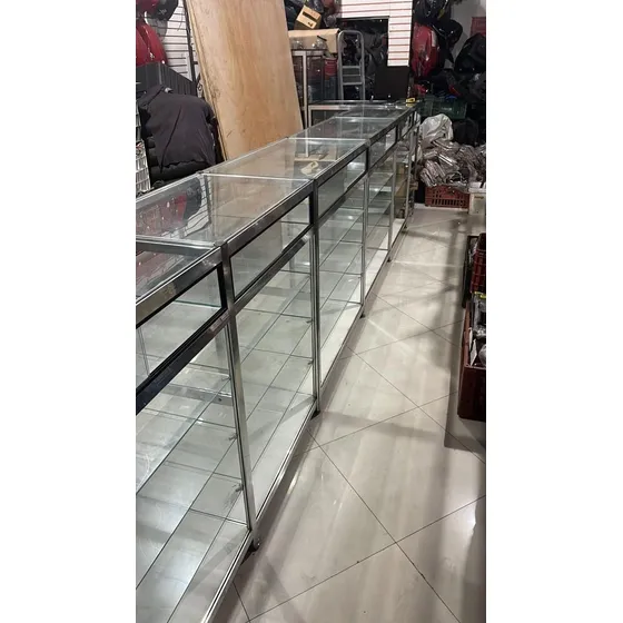 Balcão Vitrine Vidro Temperado Prateleira Expositor Cromado