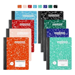 Libretas Cosido Sovereign Cuadernos College 100 Hojas 8 Pzas Cuadro Grande 7mm