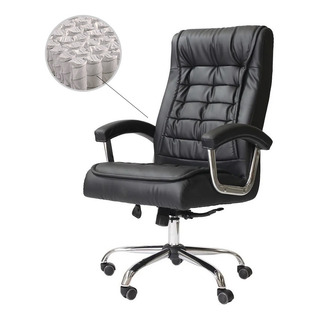 Cadeira Escritório Big Presidente Preta Office Base Cromada Giratória Aço Altura Regulåvel Molas Ensacadas Cadeira Escritório Big Presidente Preta Office Base Cromada Giratória Aço Altura Regulåvel Molas Ensacadas