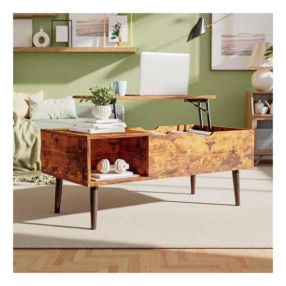 Mesa De Café Top De Madera Olixis Con Compartimento Oculto Y