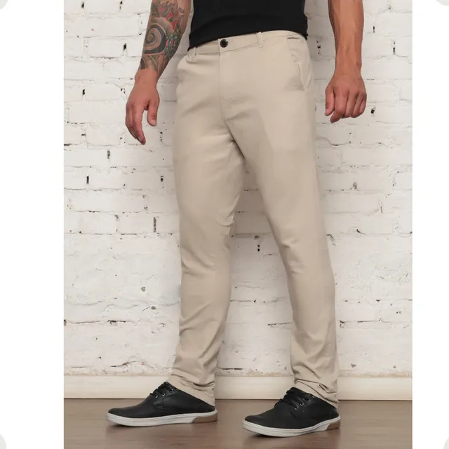 Calça Masculina Sarja Premium Esporte Fino Bolso Faca Lycra