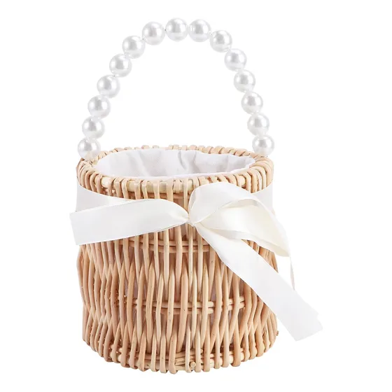 Cesta Almacenamiento Mimbre Niña Flores Paja Picnic Boda Per