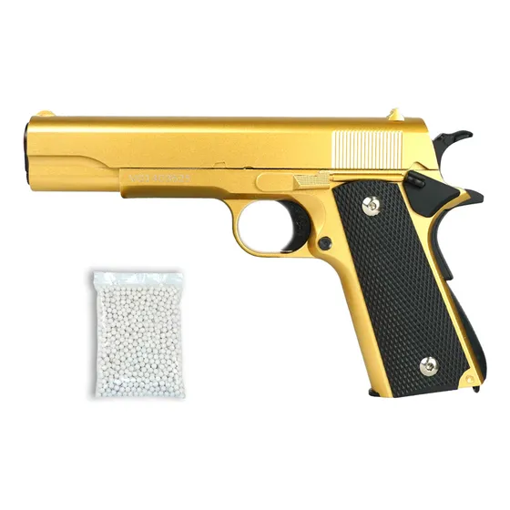Pistola De Airsoft Spring Vg 1911-v14 Gold 6mm + Esferas
