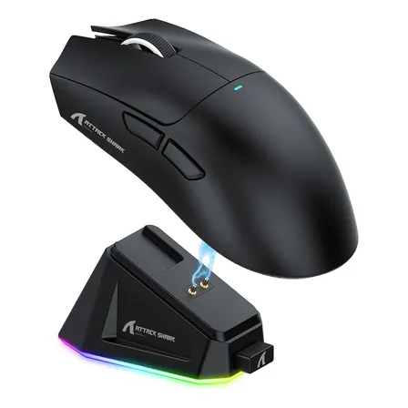 Mouse Gamer Sem Fio Attack Shark X11 22k Dpi C/ Dock Rgb Rec