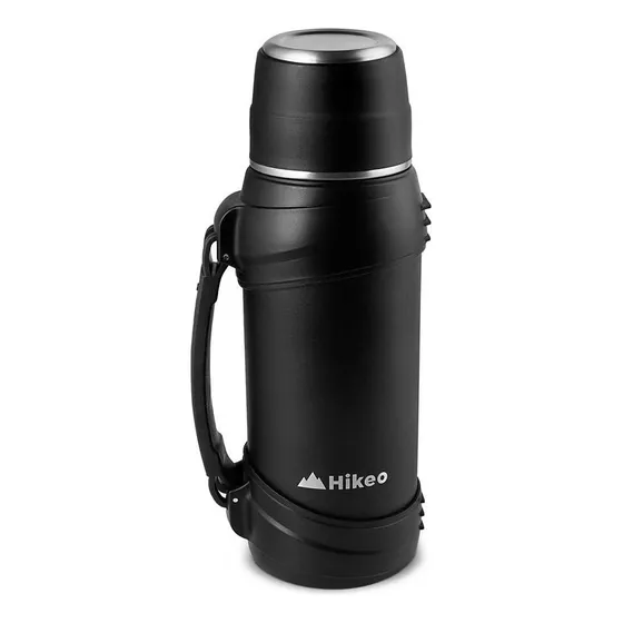 Termo de acero inoxidable Hikeo 2 L negro con tapa hermética y doble pared de aislamiento